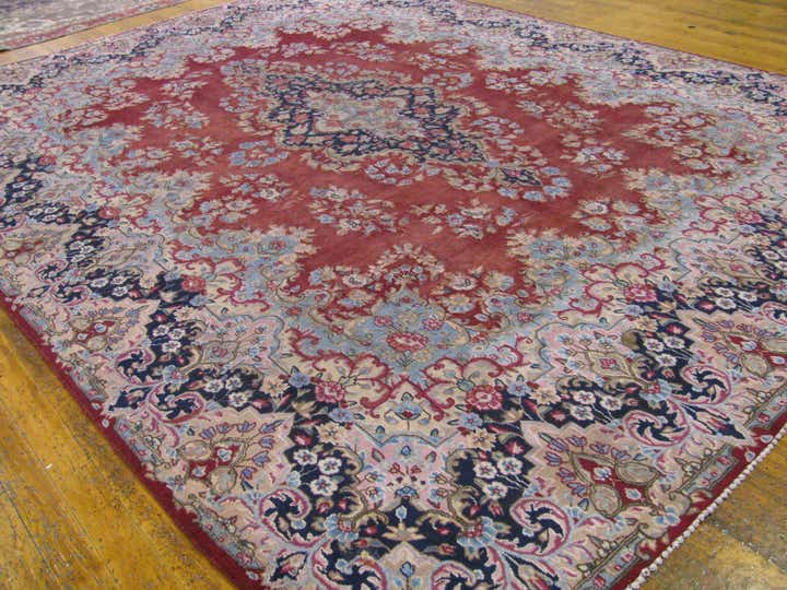 9' 9 x 13' 6 Hand Knotted Kerman Persian Wool Rug