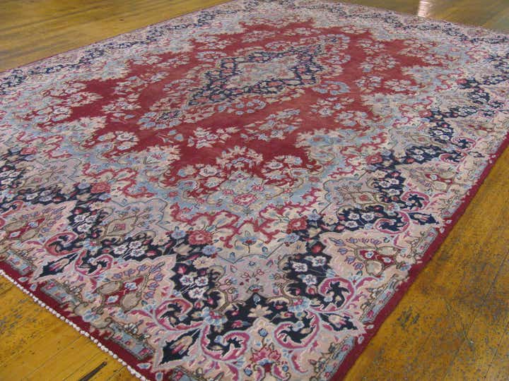 9' 9 x 13' 6 Hand Knotted Kerman Persian Wool Rug