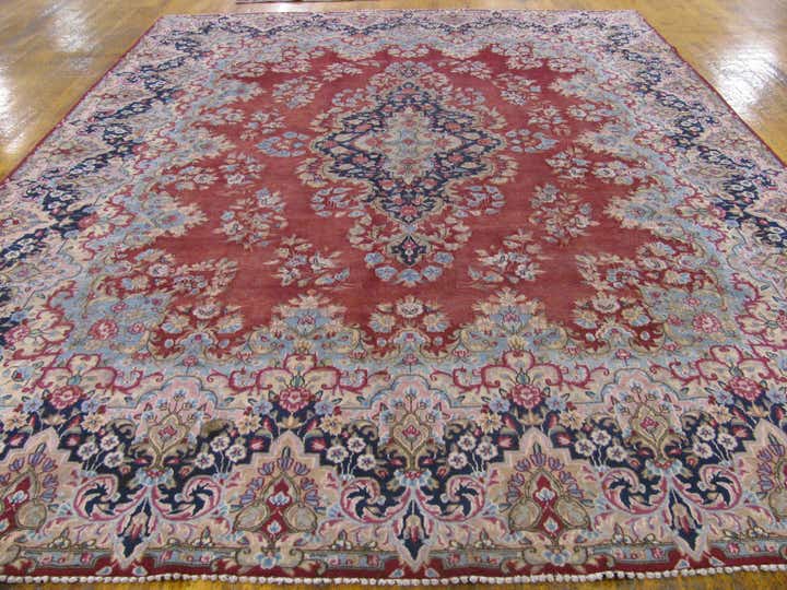 9' 9 x 13' 6 Hand Knotted Kerman Persian Wool Rug