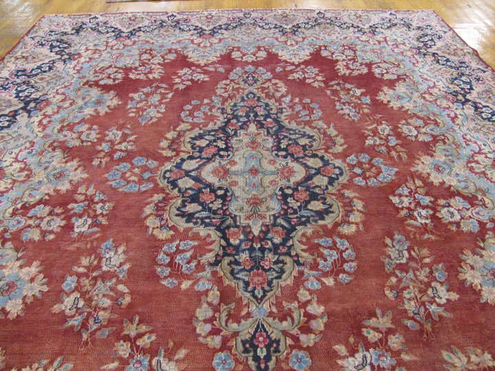 9' 9 x 13' 6 Hand Knotted Kerman Persian Wool Rug