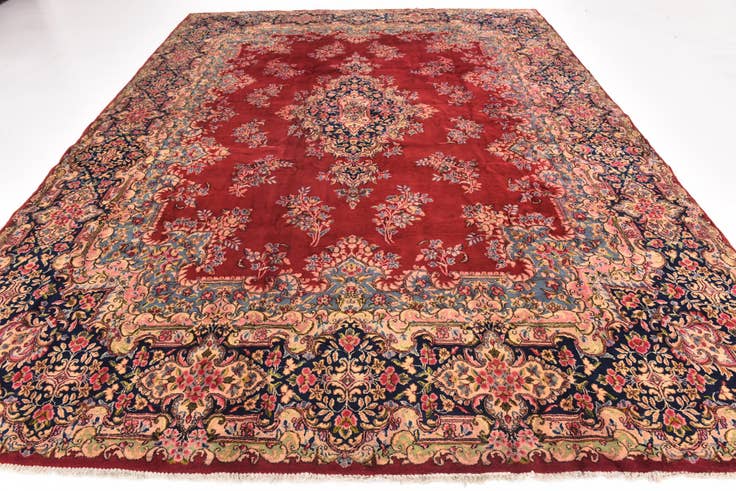 Detail image of 9' 10 x 13' Hand Knotted Kerman Persian Wool Rug