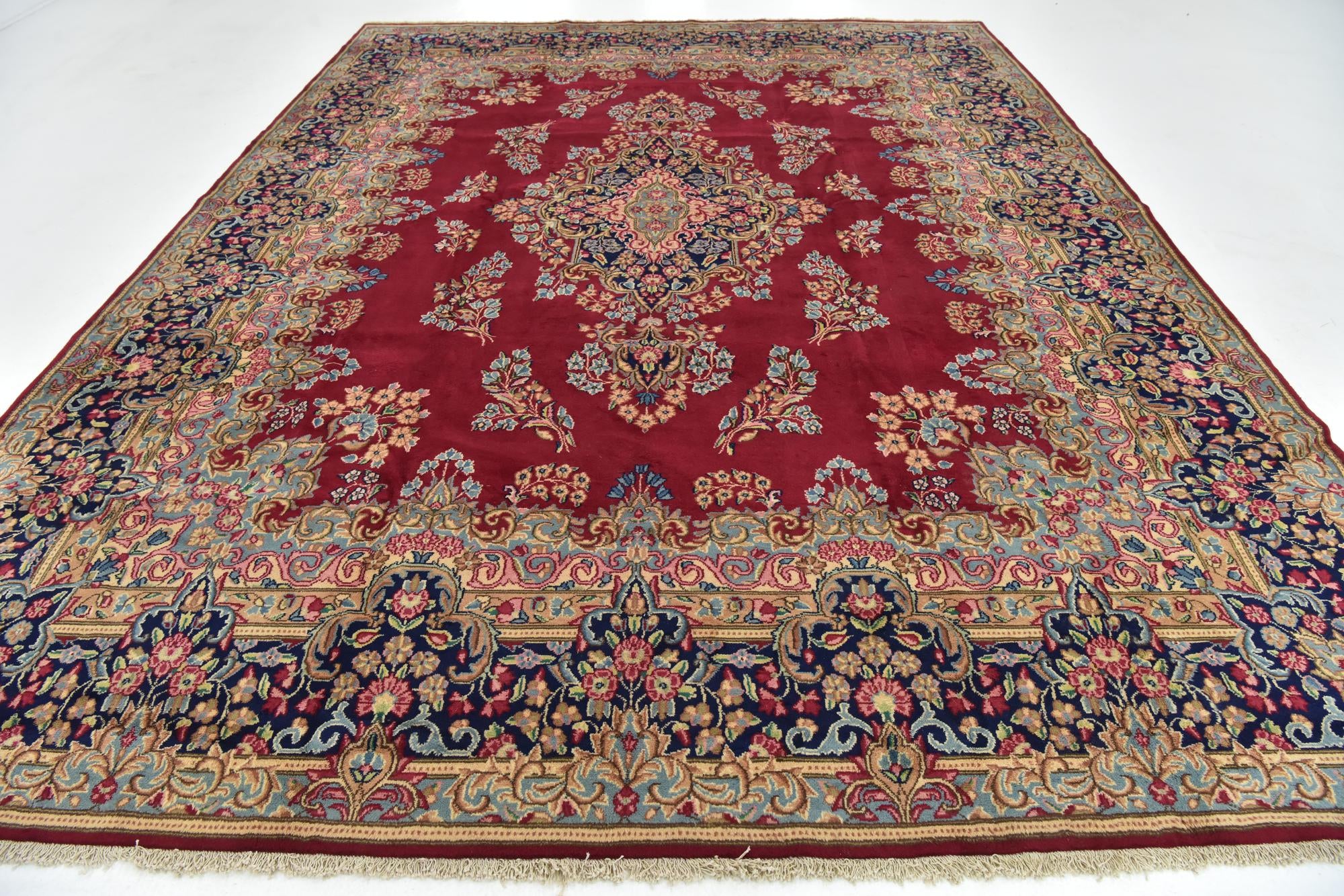 10' x 13' 3 Hand Knotted Kerman Persian Wool Rug