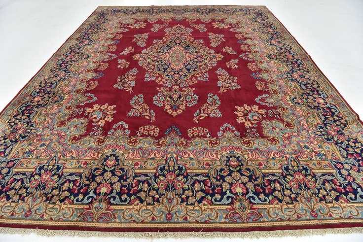 Detail image of 10' x 13' 3 Hand Knotted Kerman Persian Wool Rug