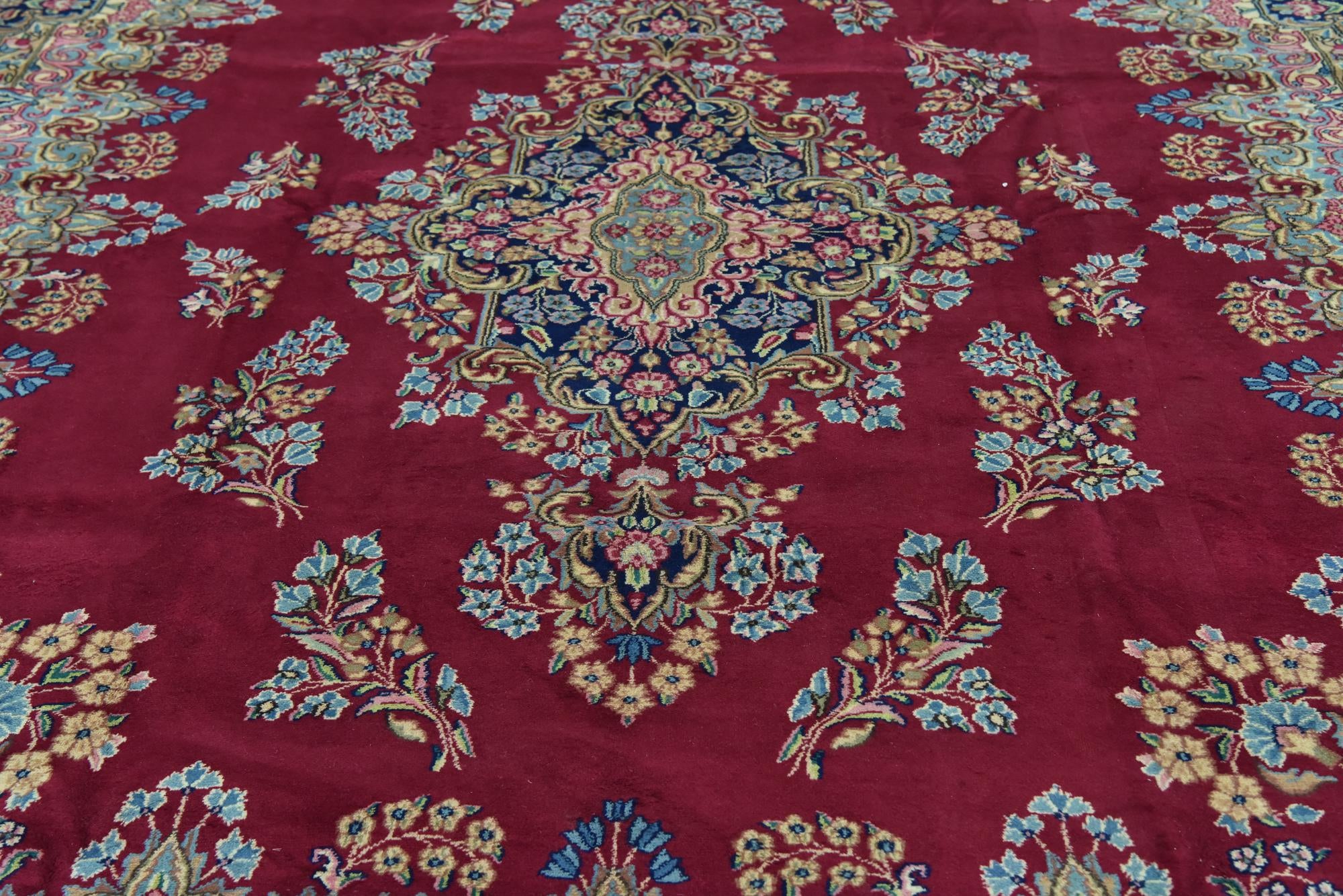 10' x 13' 3 Hand Knotted Kerman Persian Wool Rug