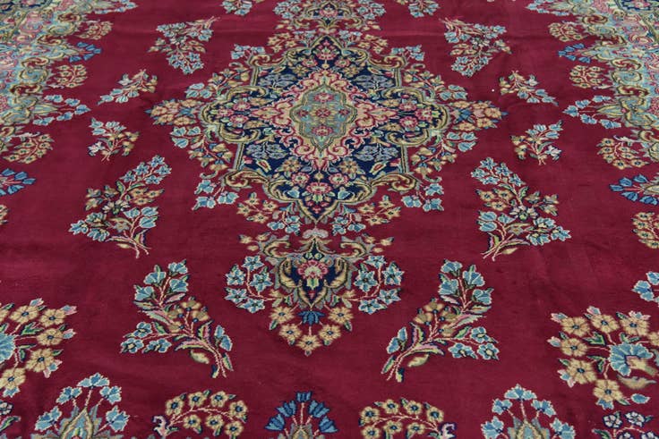 Detail image of 10' x 13' 3 Hand Knotted Kerman Persian Wool Rug