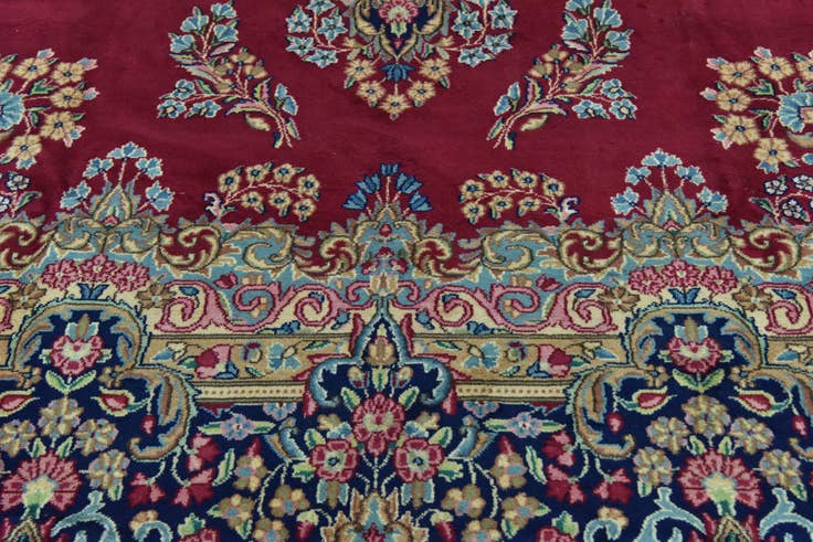 Detail image of 10' x 13' 3 Hand Knotted Kerman Persian Wool Rug
