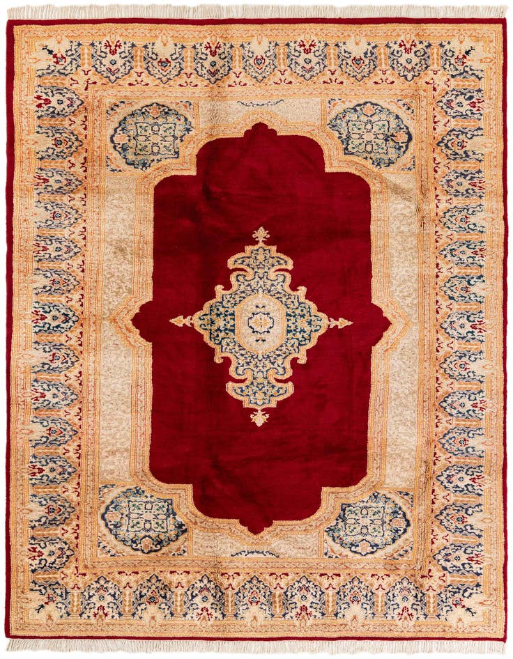 Detail image of 6' 5 x 9' 5 Hand Knotted Kerman Wool Rug
