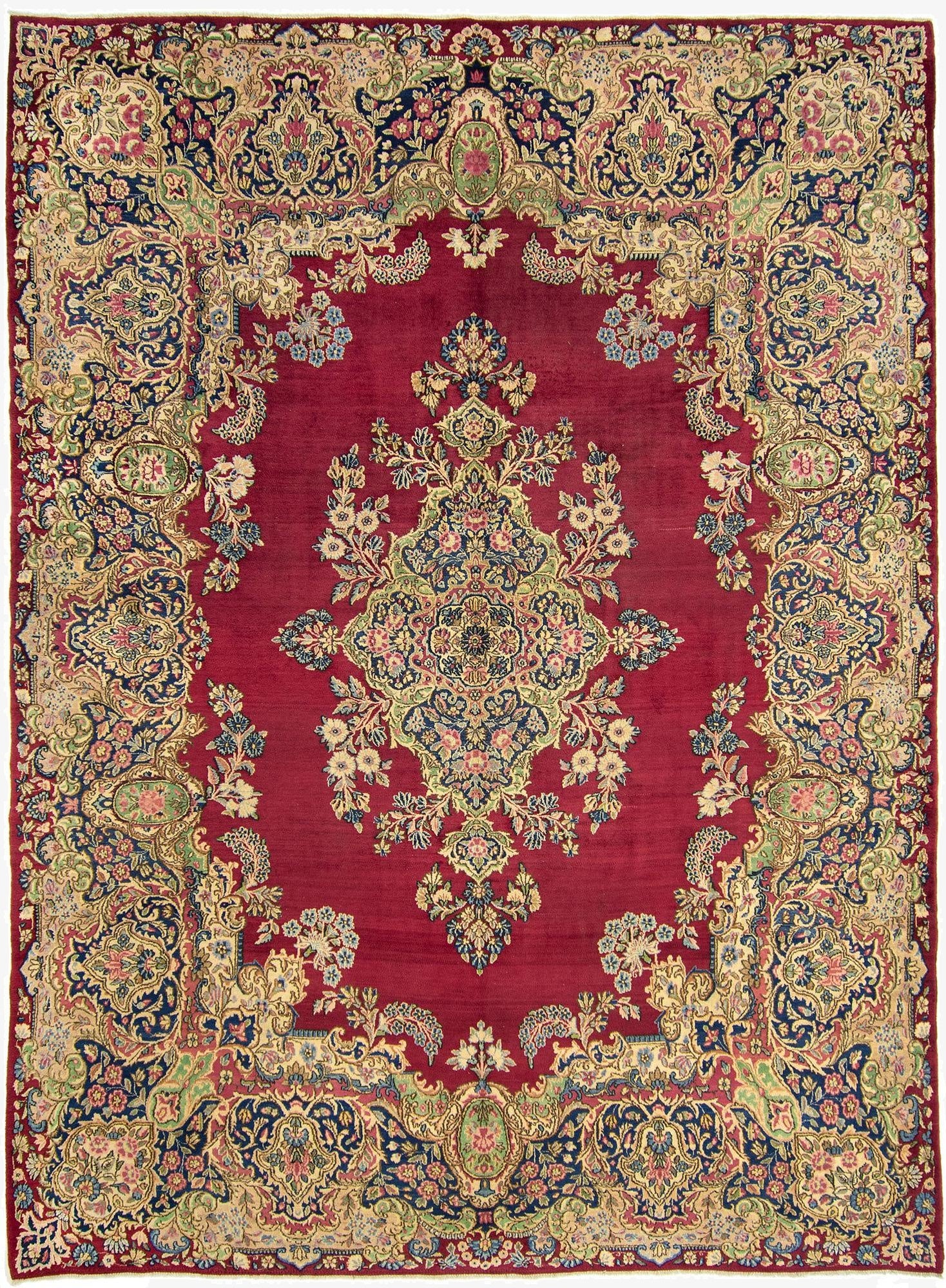 8' 10 x 11' 9  Hand Knotted Kerman Persian Wool Rug