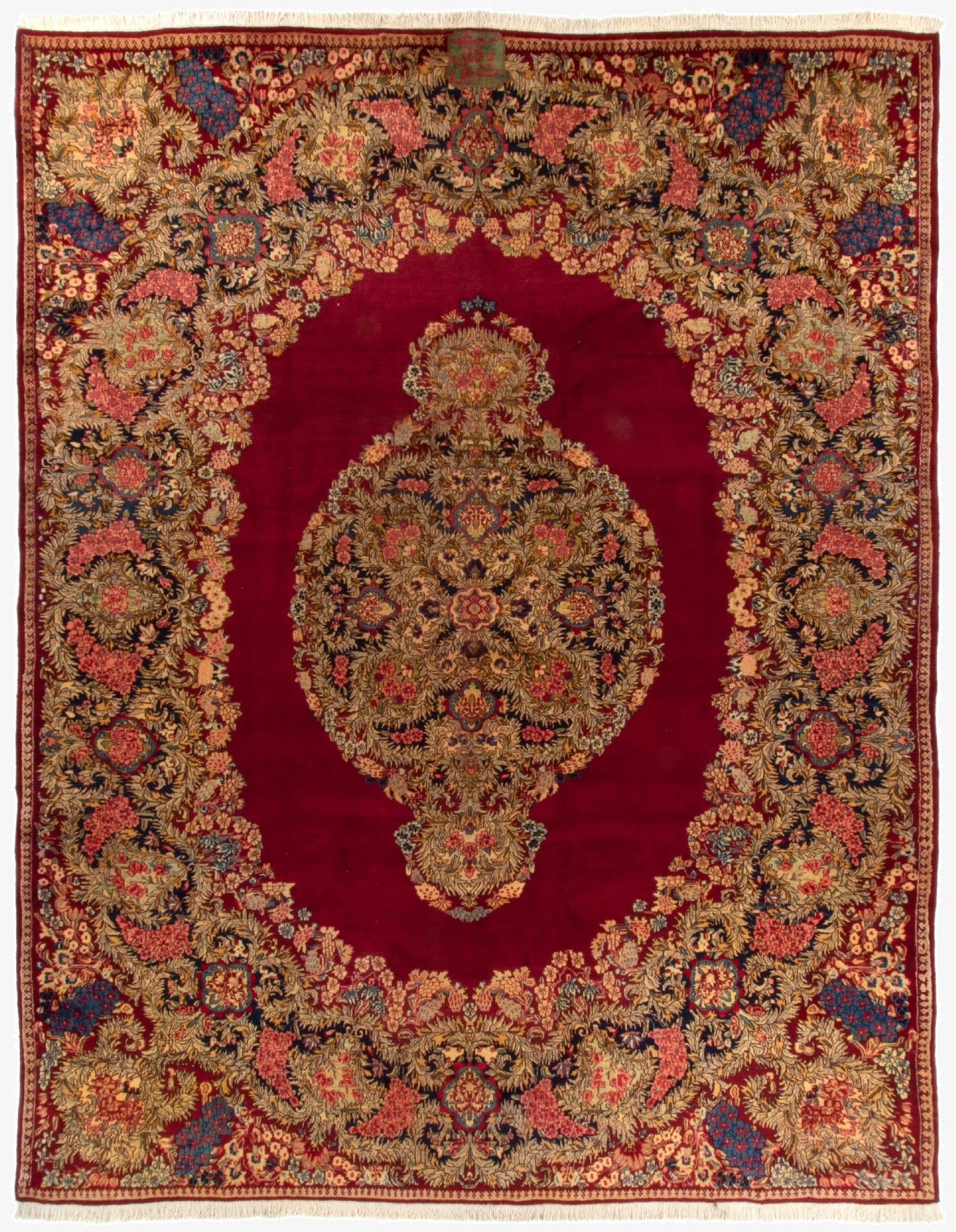 10' 5 x 13' 3  Hand Knotted Kerman Persian Wool Rug