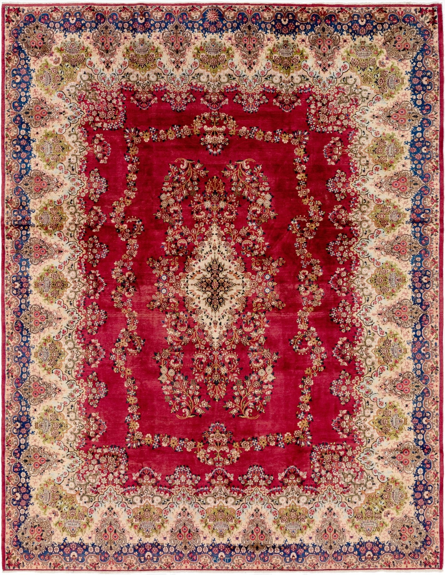 10' 2 x 13' 3  Hand Knotted Kerman Persian Wool Rug