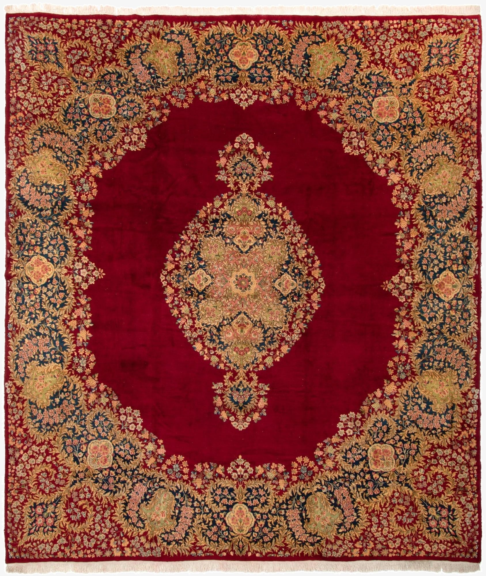 11' 3 x 13' 1  Hand Knotted Kerman Persian Wool Rug