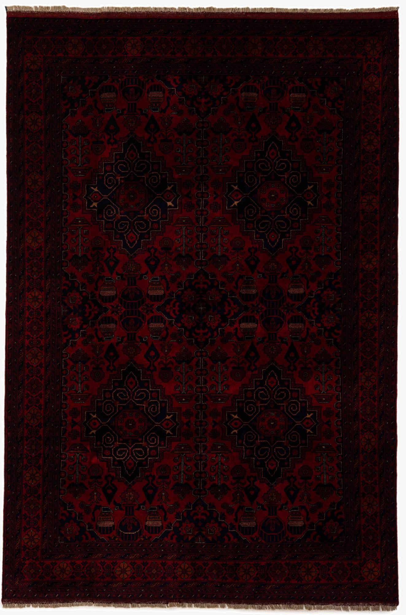 6' 7 x 9' 8  Hand Knotted Khal Mohammadi Wool Rug