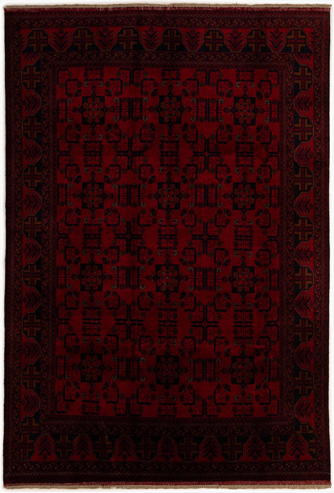 6' 7 x 9' 8  Hand Knotted Khal Mohammadi Wool Rug