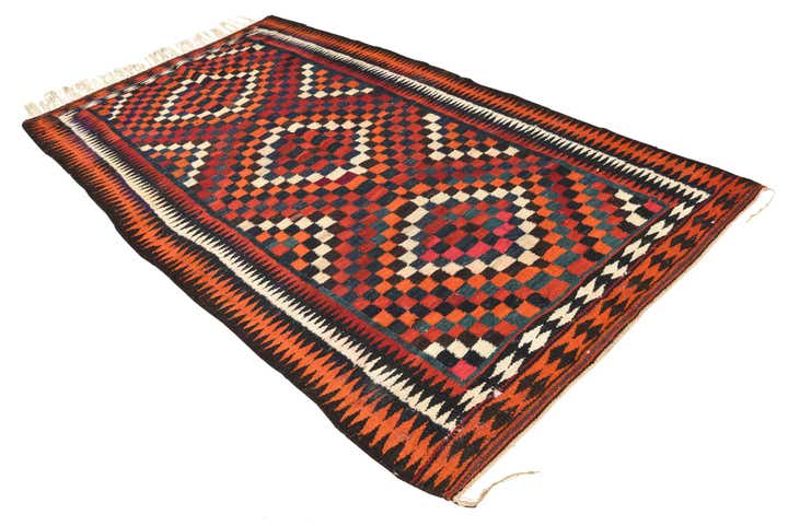 5' x 8' 7 Hand Woven Kilim Fars Wool Rug