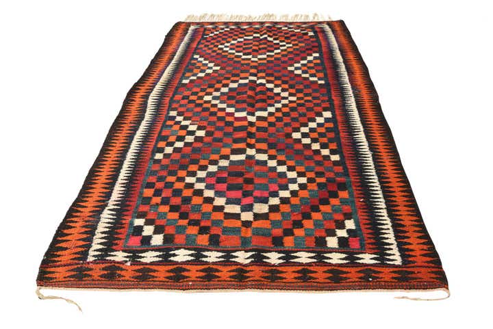5' x 8' 7 Hand Woven Kilim Fars Wool Rug