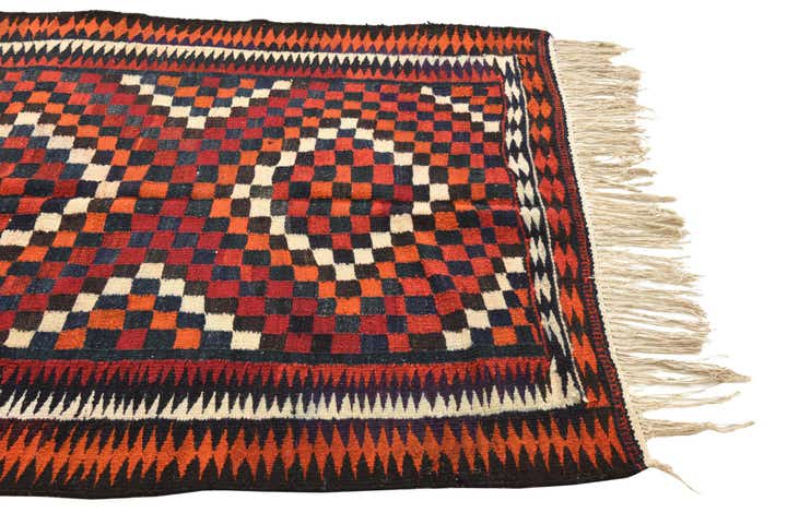 5' x 8' 7 Hand Woven Kilim Fars Wool Rug