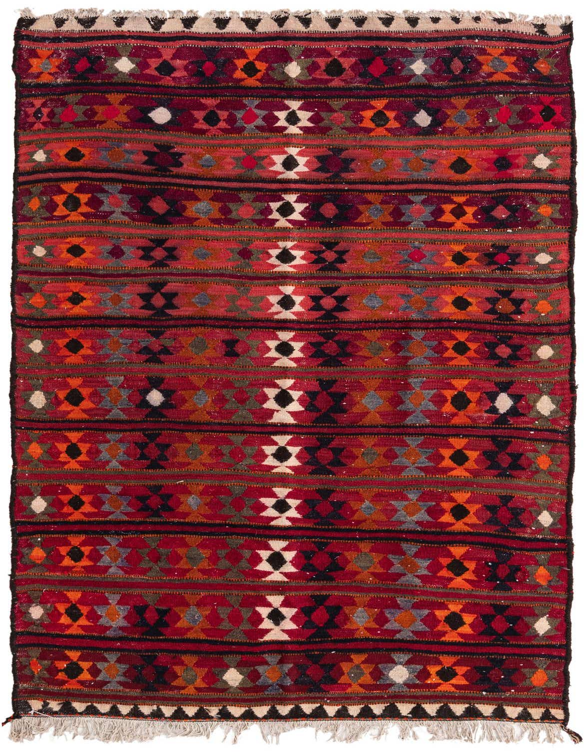 4' 8 x 7' 9 Hand Woven Kilim Fars Wool Rug