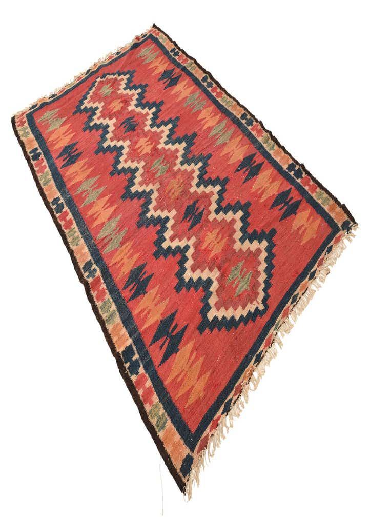 4' 6 x 6' 7 Hand Woven Kilim Fars Wool Rug