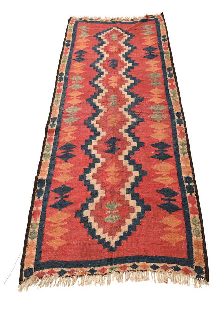 4' 6 x 6' 7 Hand Woven Kilim Fars Wool Rug