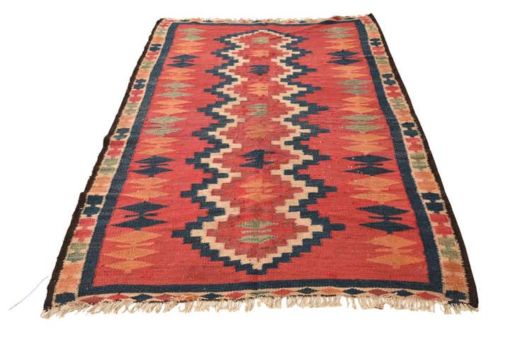 4' 6 x 6' 7 Hand Woven Kilim Fars Wool Rug