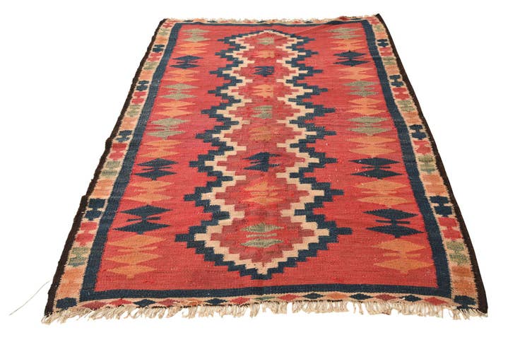 Detail image of 4' 6 x 6' 7 Hand Woven Kilim Fars Wool Rug
