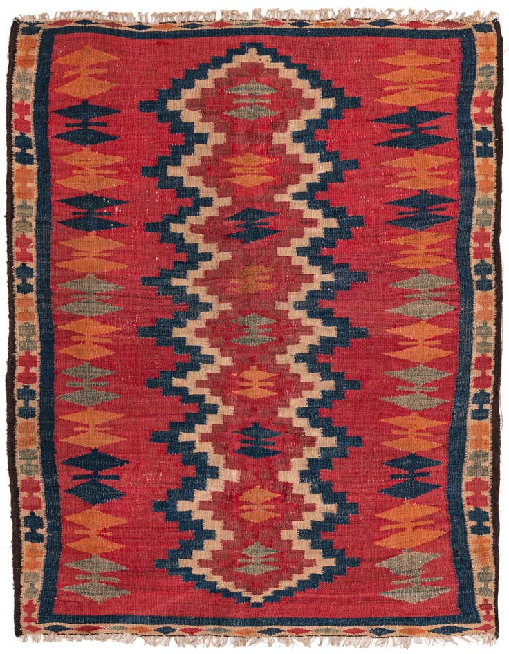 Detail image of 4' 6 x 6' 7 Hand Woven Kilim Fars Wool Rug