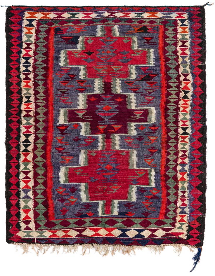 Detail image of 4' 7 x 7' 7 Hand Woven Kilim Fars Wool Rug