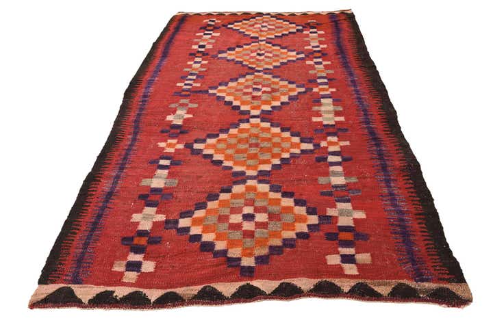 4' 6 x 8' 4 Hand Woven Kilim Fars Wool Rug