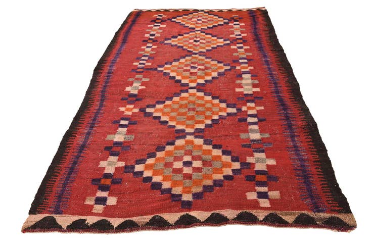 Detail image of 4' 6 x 8' 4 Hand Woven Kilim Fars Wool Rug