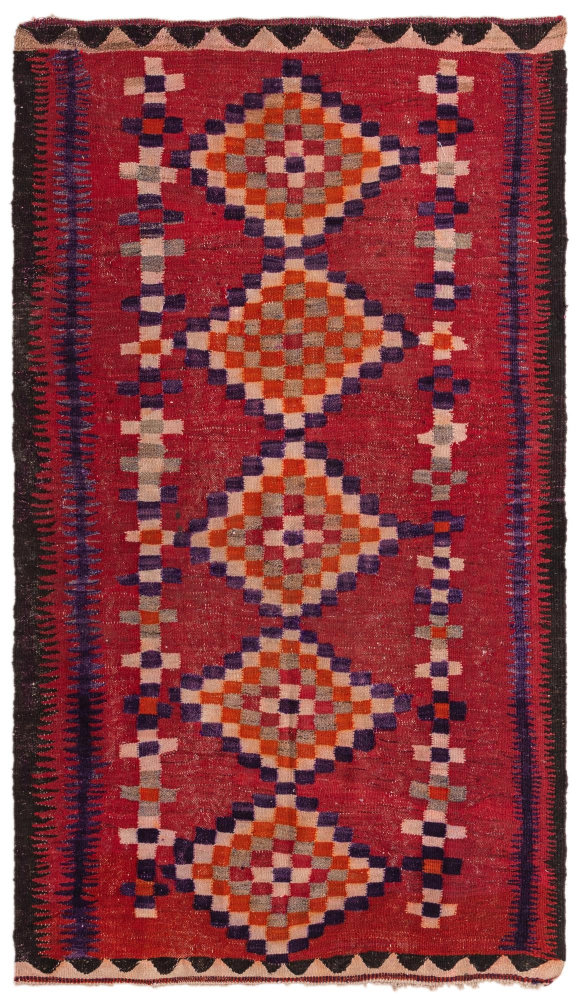 4' 6 x 8' 4 Hand Woven Kilim Fars Wool Rug