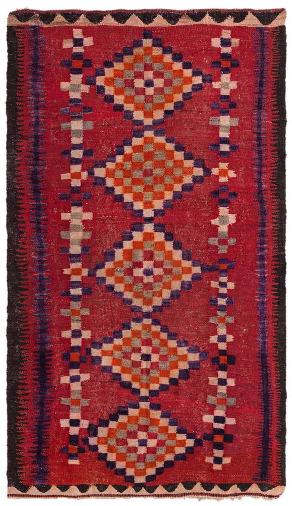 4' 6 x 8' 4 Hand Woven Kilim Fars Wool Rug