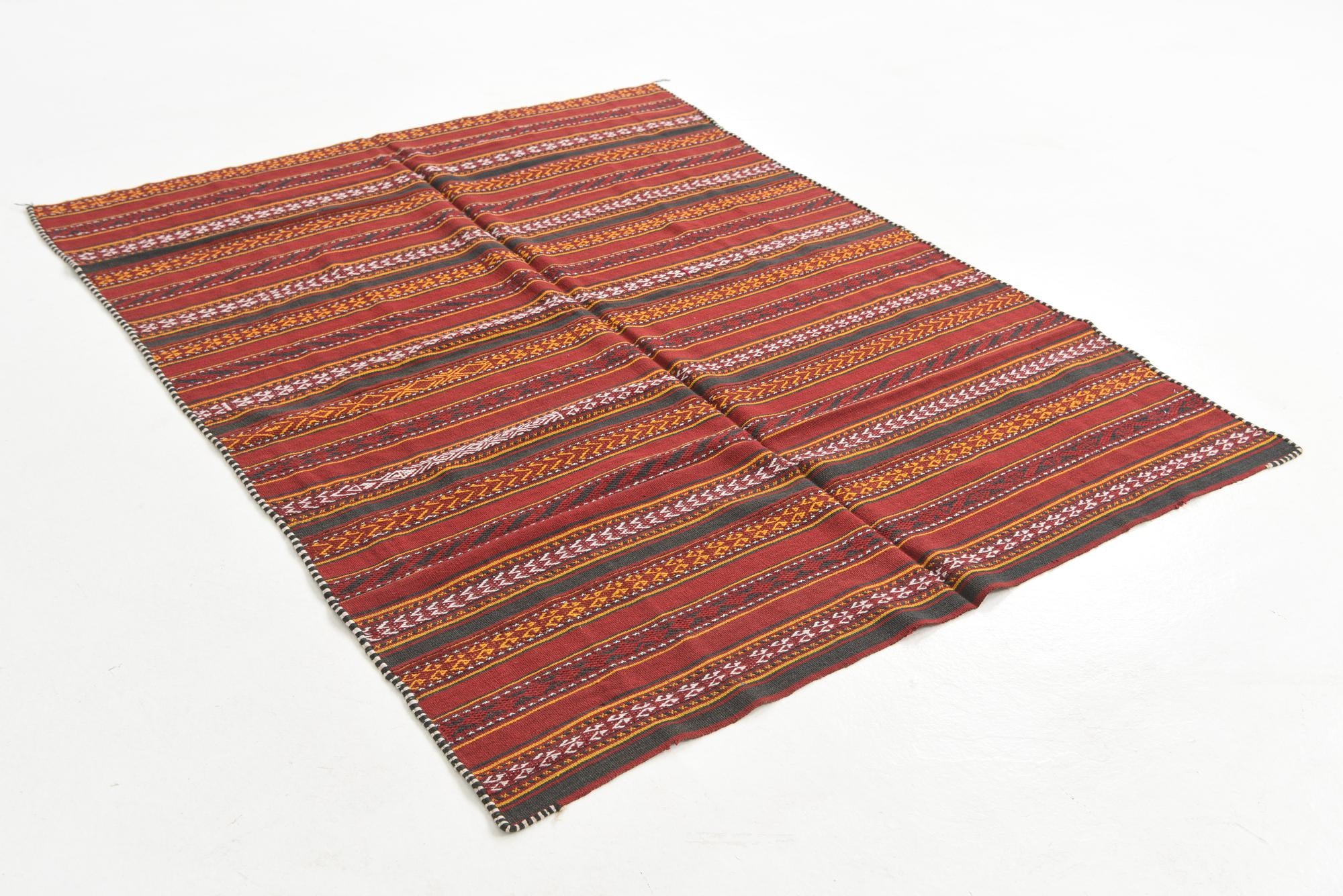 4' 8 x 6' 1 Hand Knotted Kilim Fars Persian Wool Rug