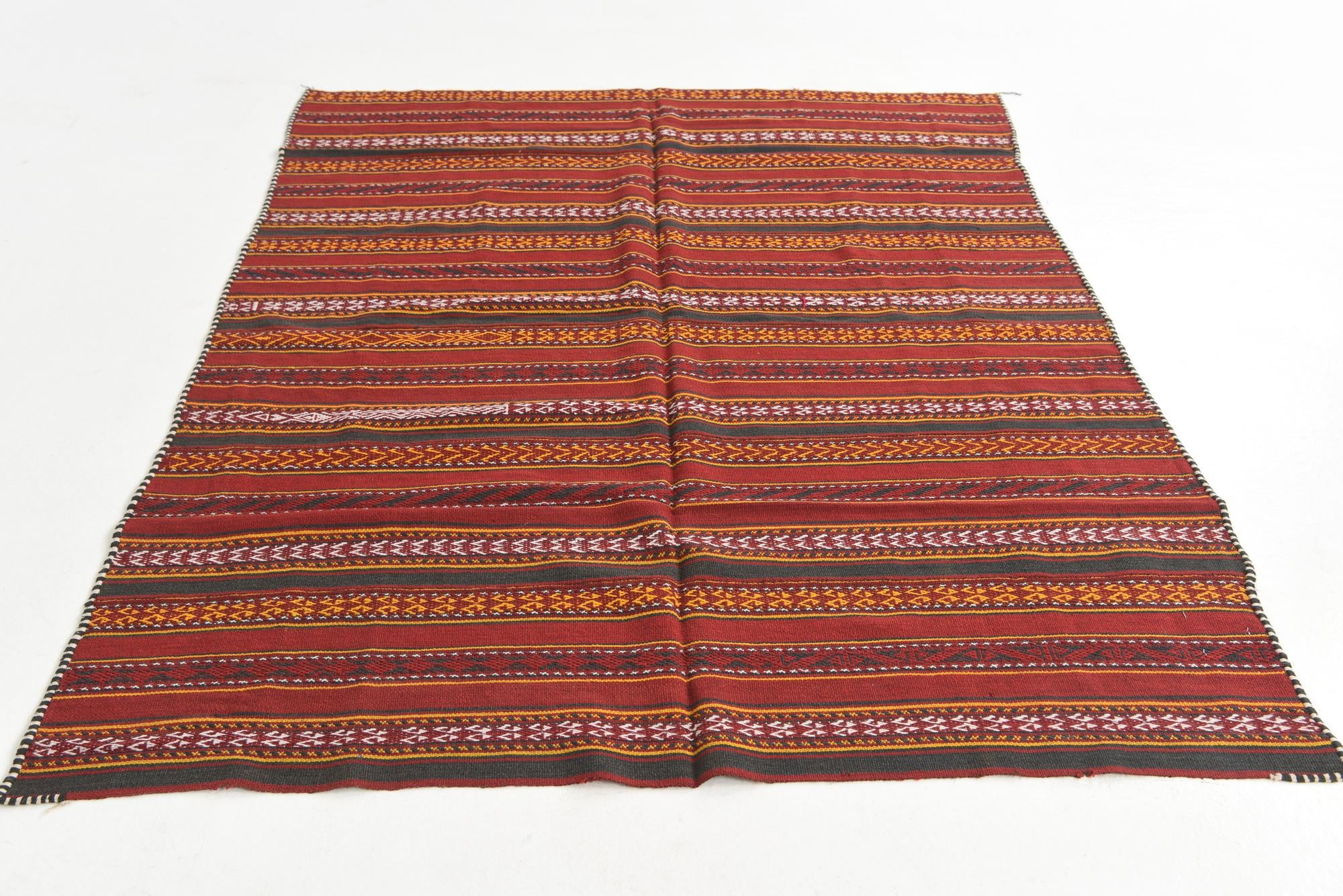 4' 8 x 6' 1 Hand Knotted Kilim Fars Persian Wool Rug