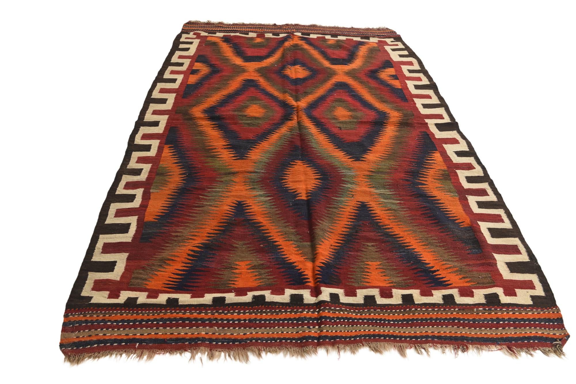 5' 7 x 8' 10 Hand Woven Kilim Fars Wool Rug