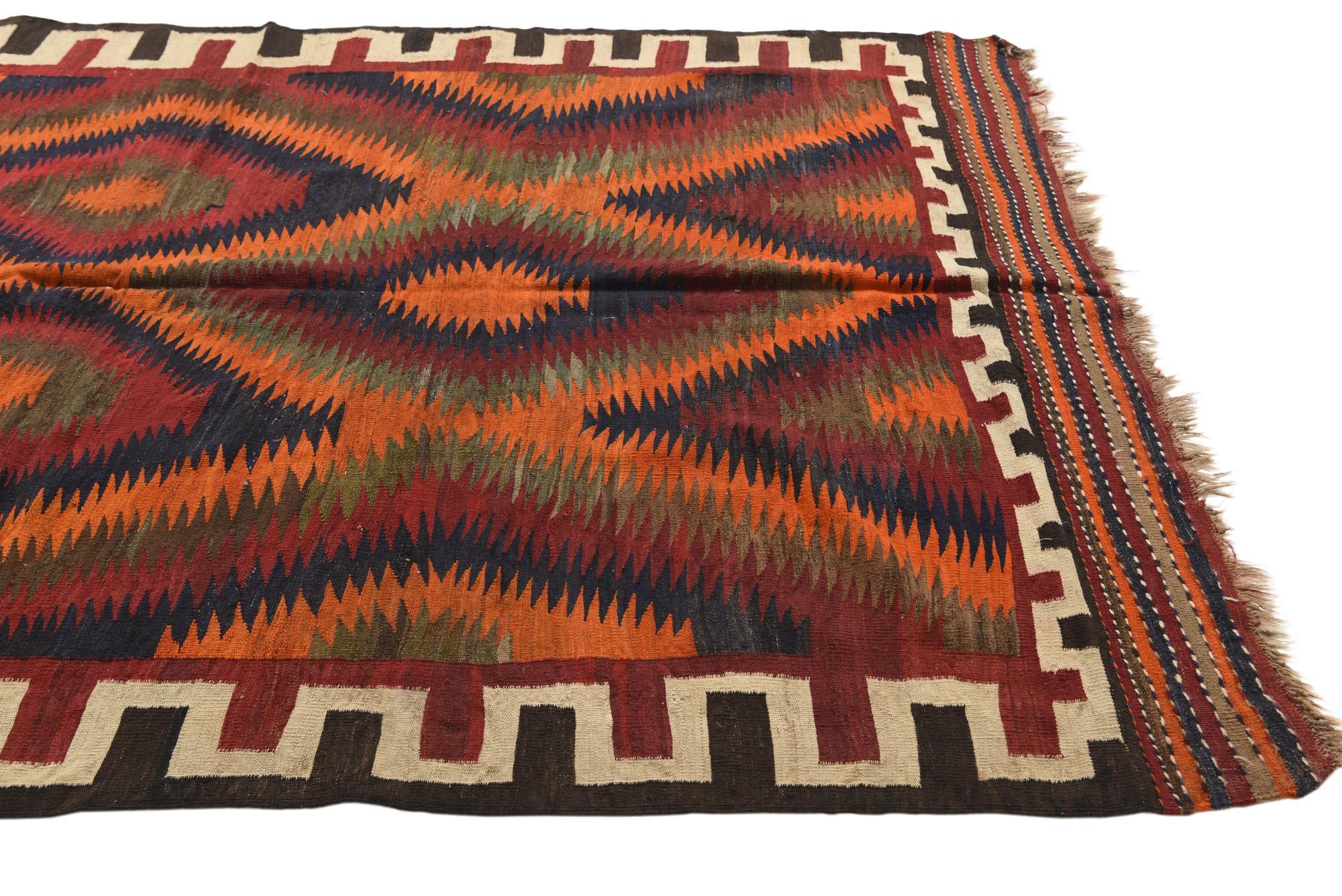 5' 7 x 8' 10 Hand Woven Kilim Fars Wool Rug