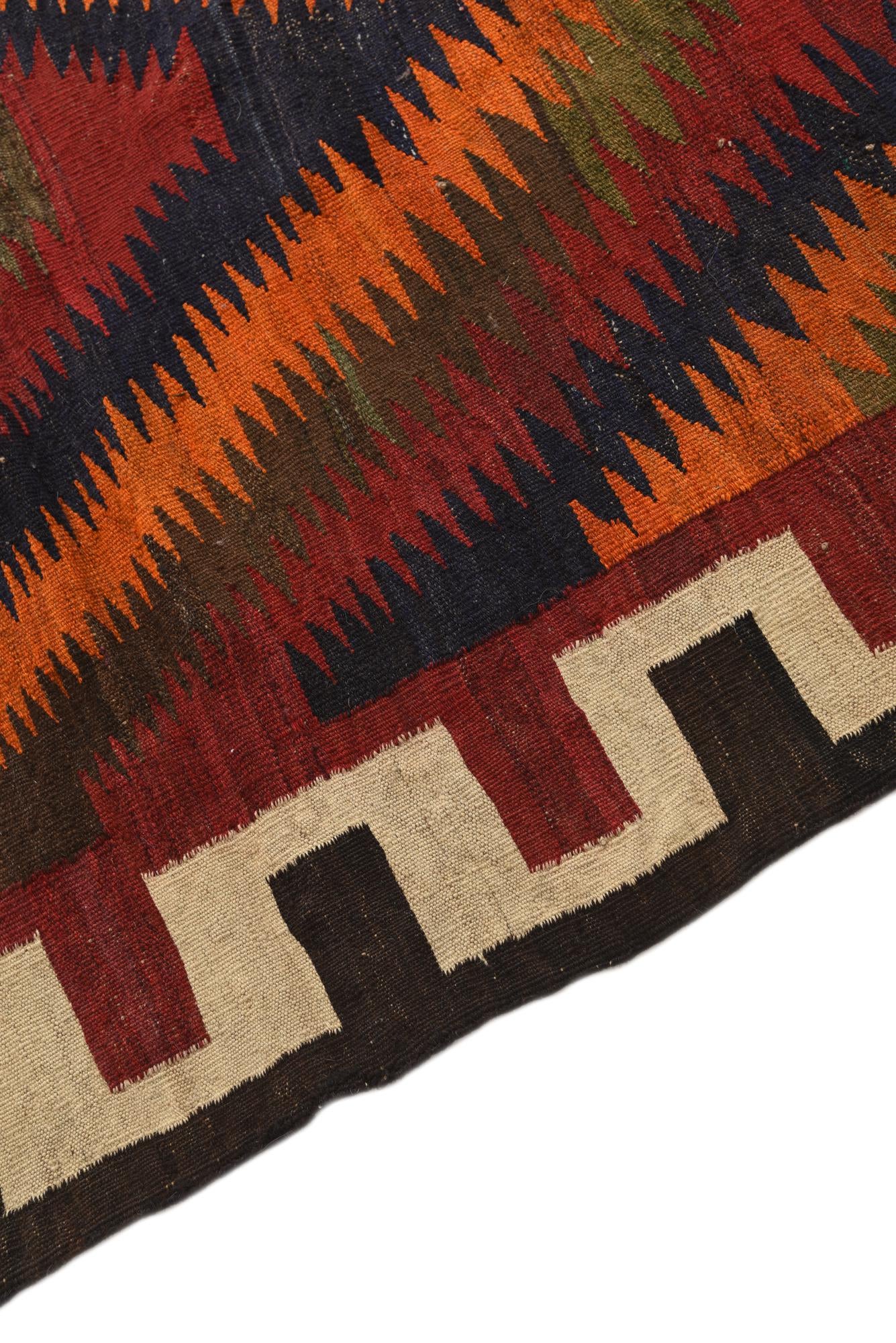 5' 7 x 8' 10 Hand Woven Kilim Fars Wool Rug