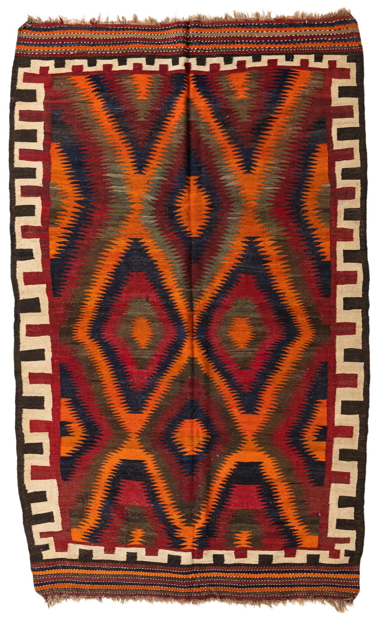 5' 7 x 8' 10 Hand Woven Kilim Fars Wool Rug