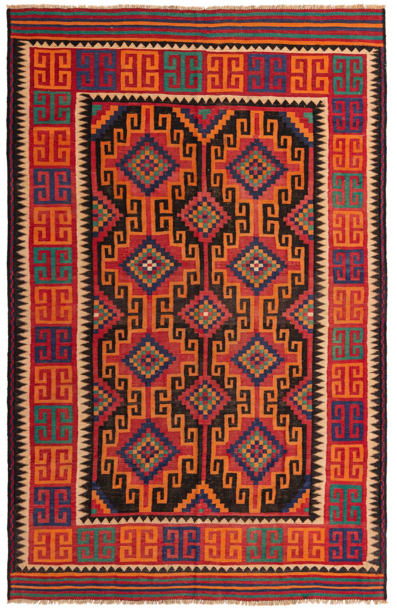 6' 4 x 9' 9 Hand Woven Kilim Fars Wool Rug