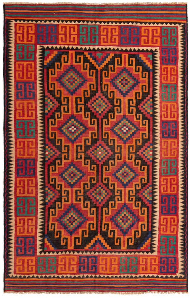 6' 4 x 9' 9 Hand Woven Kilim Fars Wool Rug