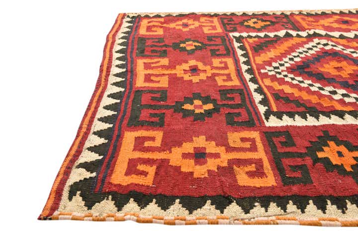 4' 3 x 5' 1 Hand Woven Kilim Fars Wool Rug