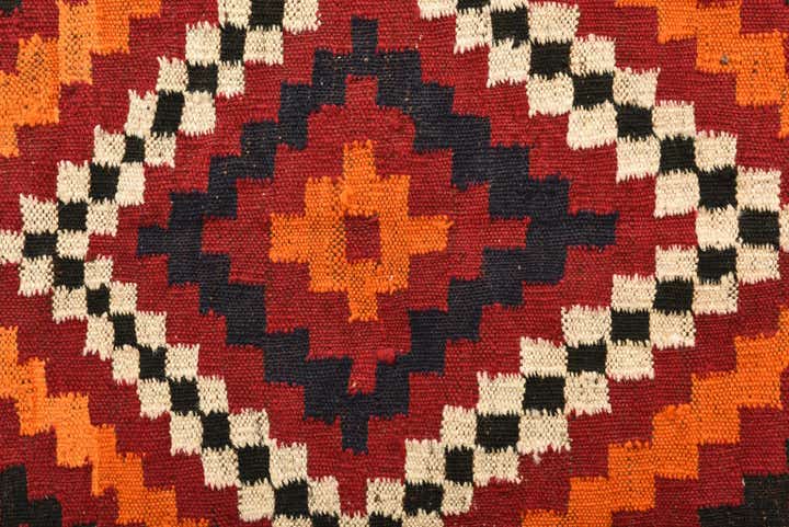 4' 3 x 5' 1 Hand Woven Kilim Fars Wool Rug
