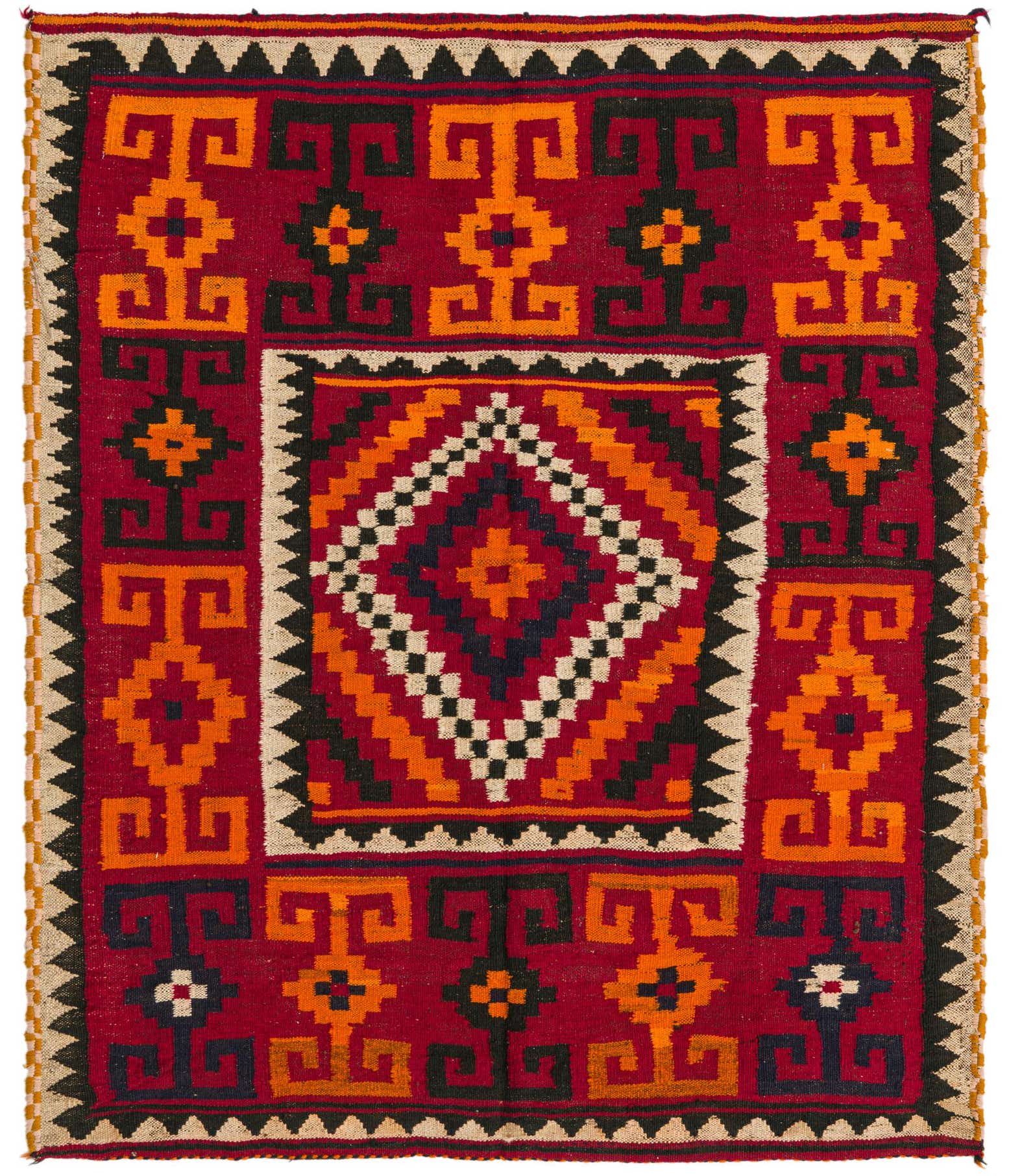 4' 3 x 5' 1 Hand Woven Kilim Fars Wool Rug