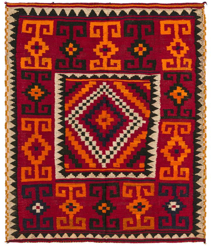 4' 3 x 5' 1 Hand Woven Kilim Fars Wool Rug