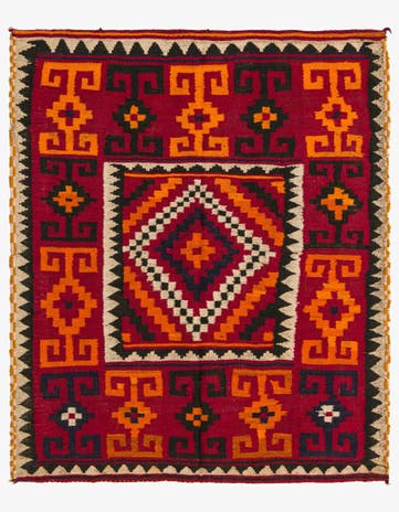 4' 3 x 5' 1 Hand Woven Kilim Fars Wool Rug