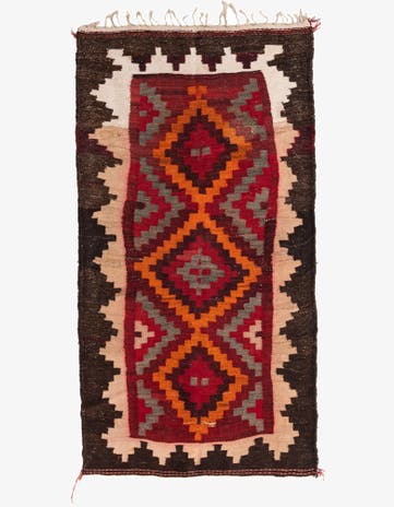 3' 7 x 7' Hand Woven Kilim Fars Wool Rug