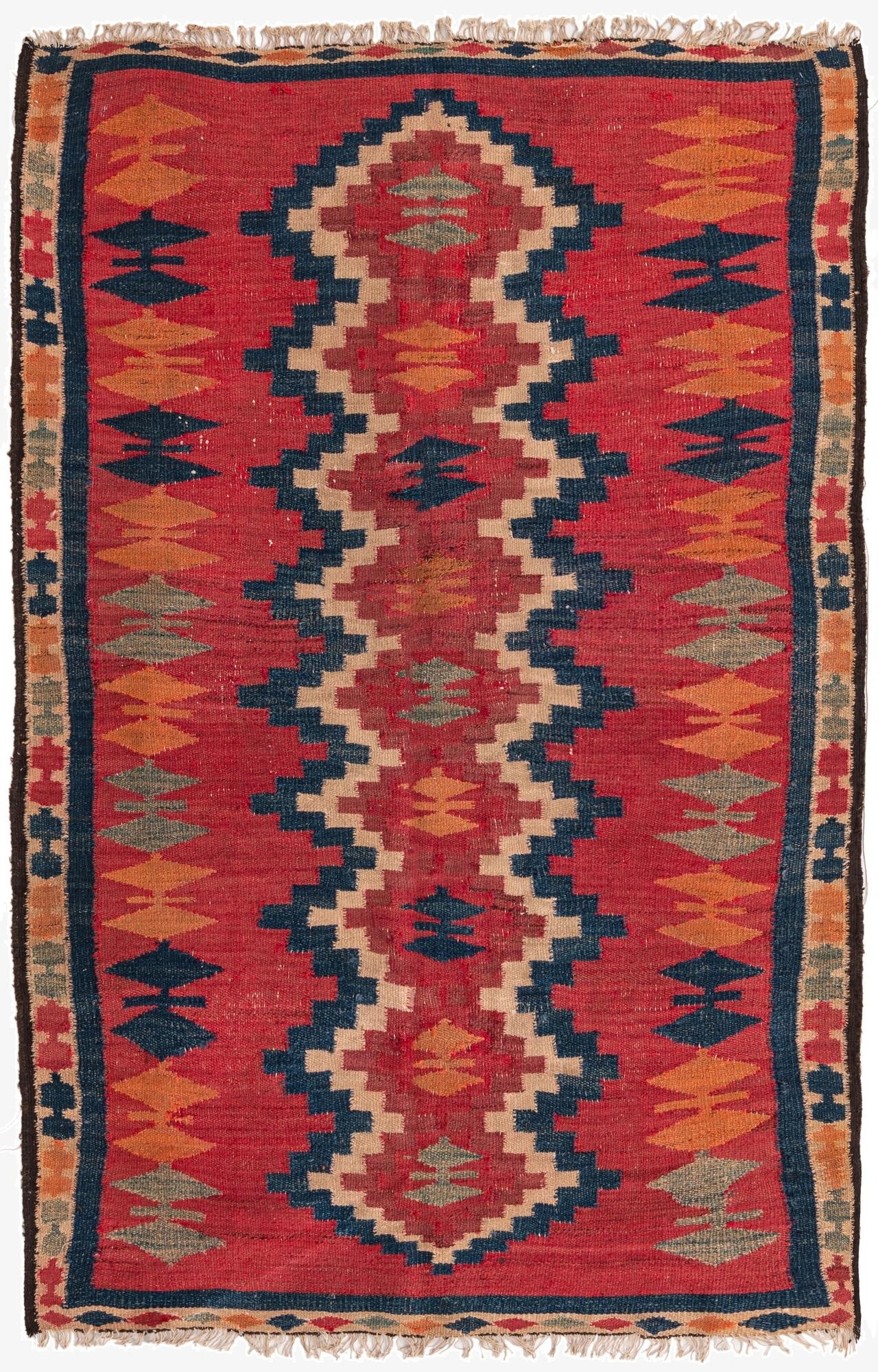 4' 6 x 6' 7  Hand Woven Kilim Fars Wool Rug