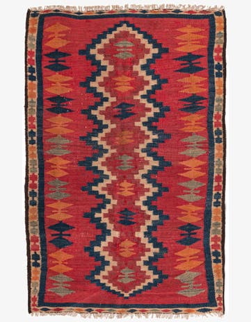 4' 6 x 6' 7 Hand Woven Kilim Fars Wool Rug
