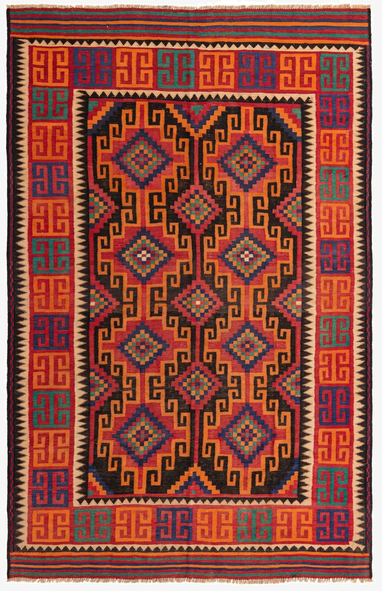6' 4 x 9' 9  Hand Woven Kilim Fars Wool Rug