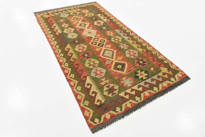 105cm x 195cm Hand Woven Kilim Maymana Wool Rug