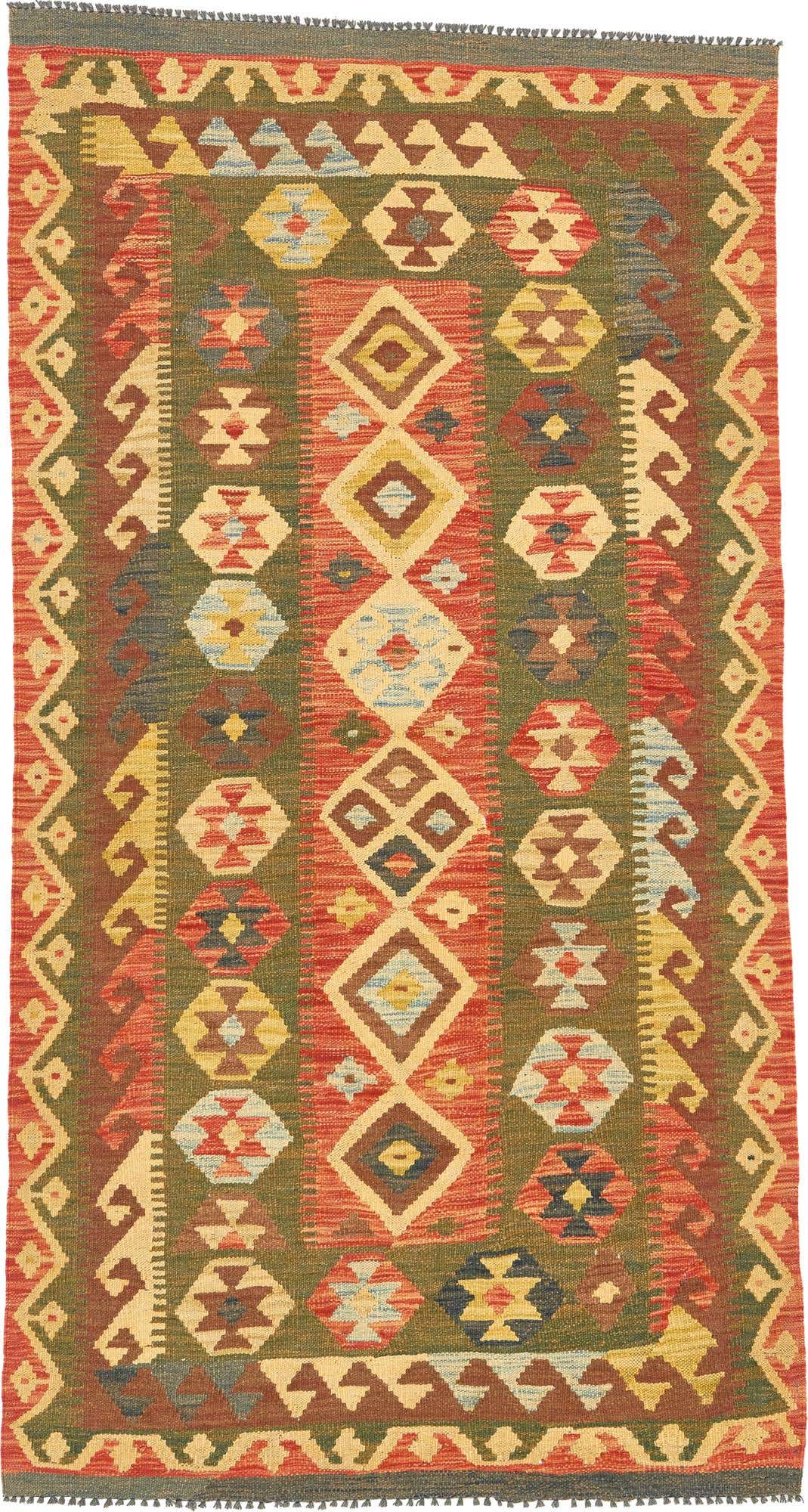 105cm x 195cm Hand Woven Kilim Maymana Wool Rug